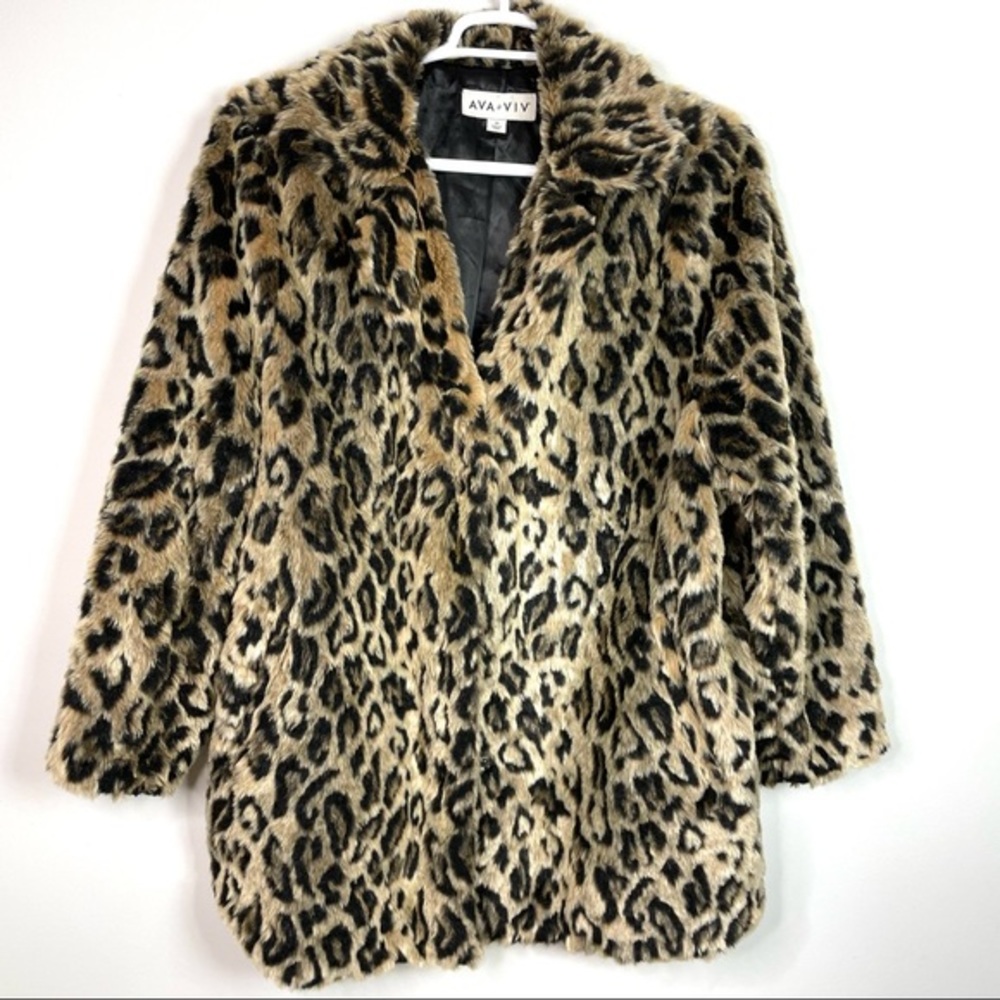 Ava & Viv Animal Print Faux Fur Jacket